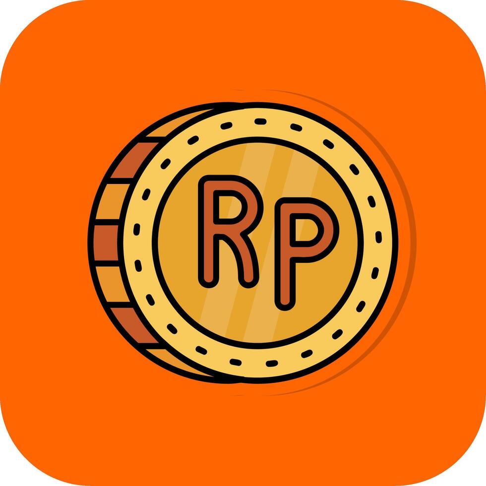 Indonesian rupiah Filled Orange background Icon vector