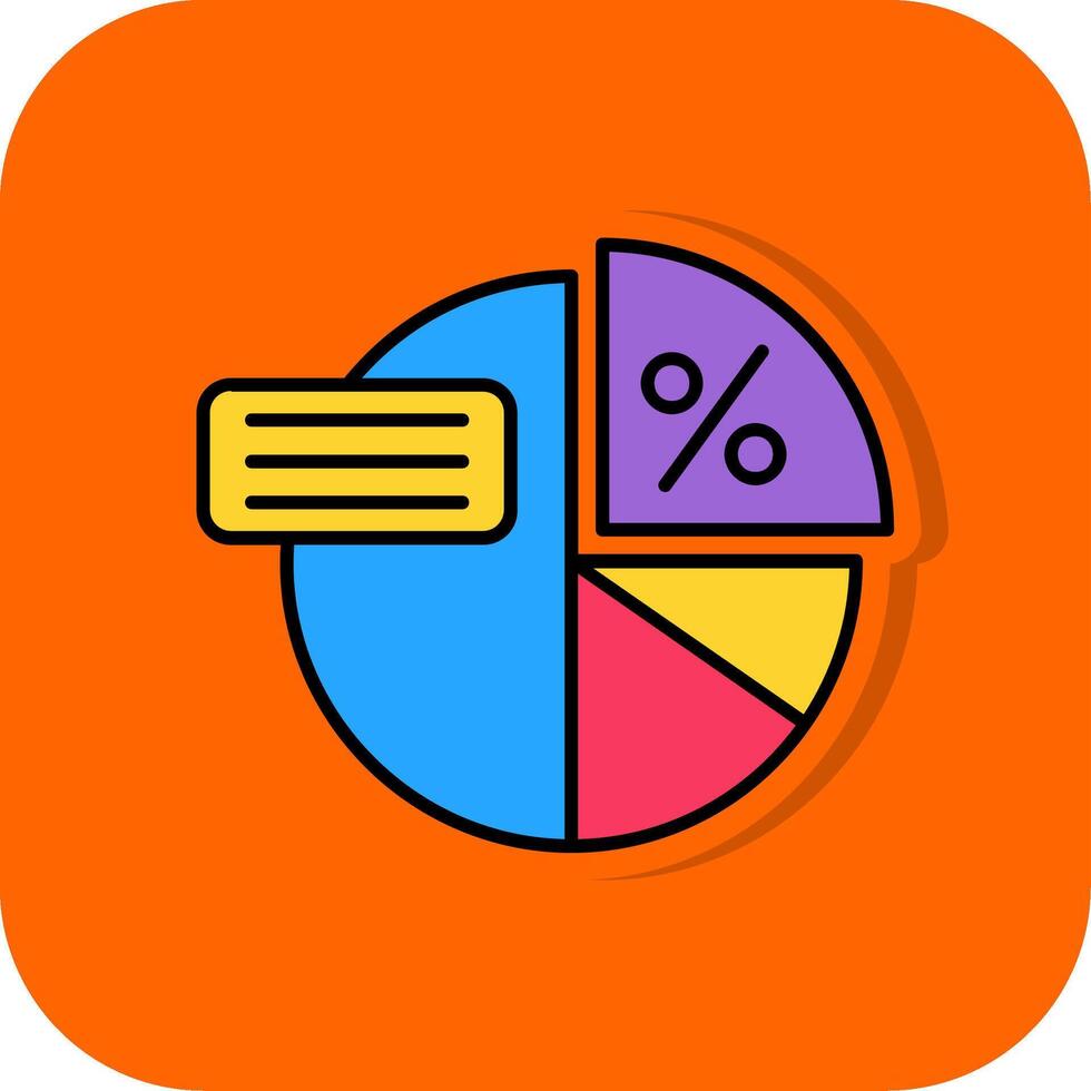 Pie graph Filled Orange background Icon vector