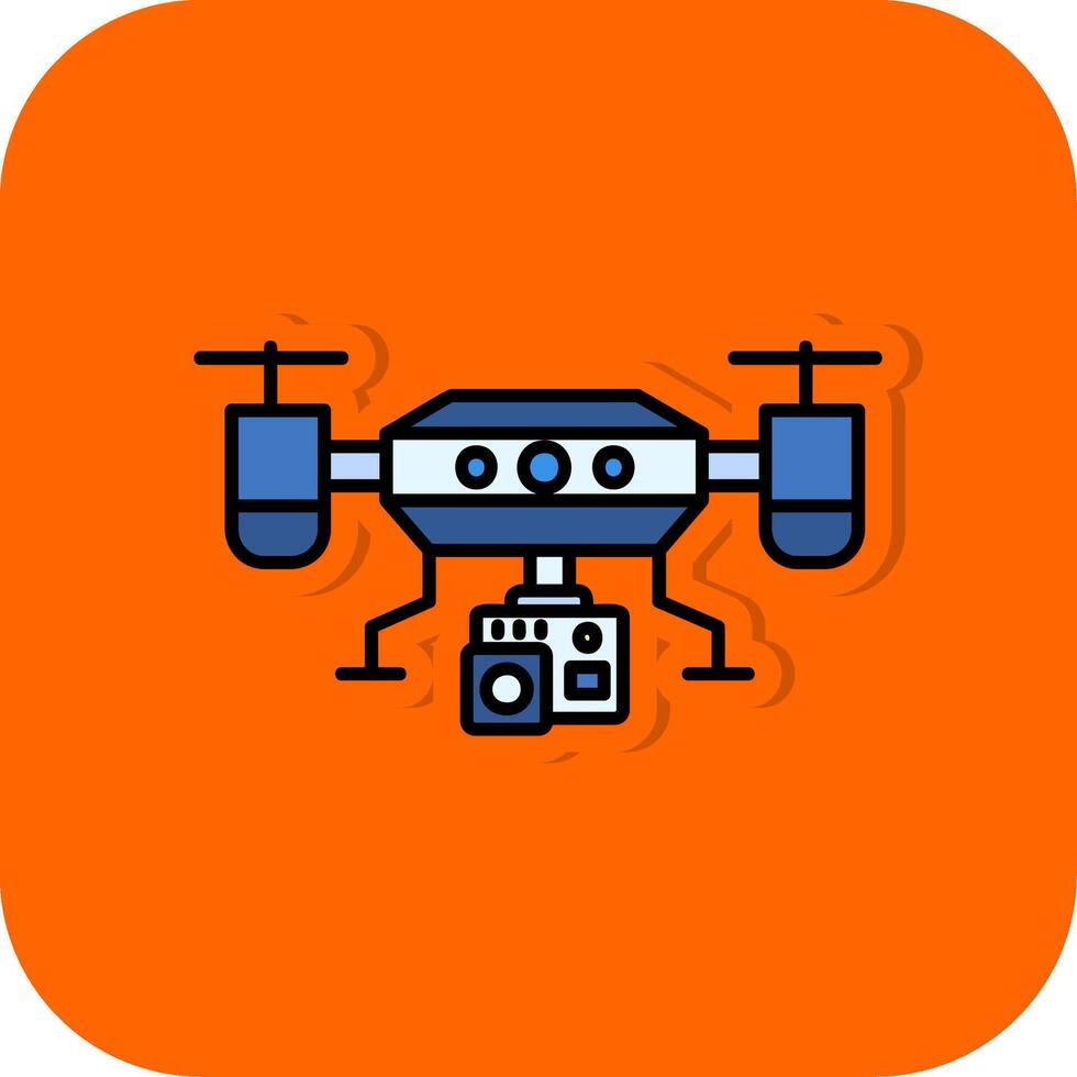 Camera drone Filled Orange background Icon vector