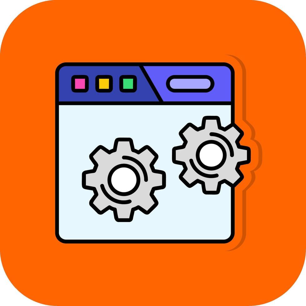 Web setting Filled Orange background Icon vector