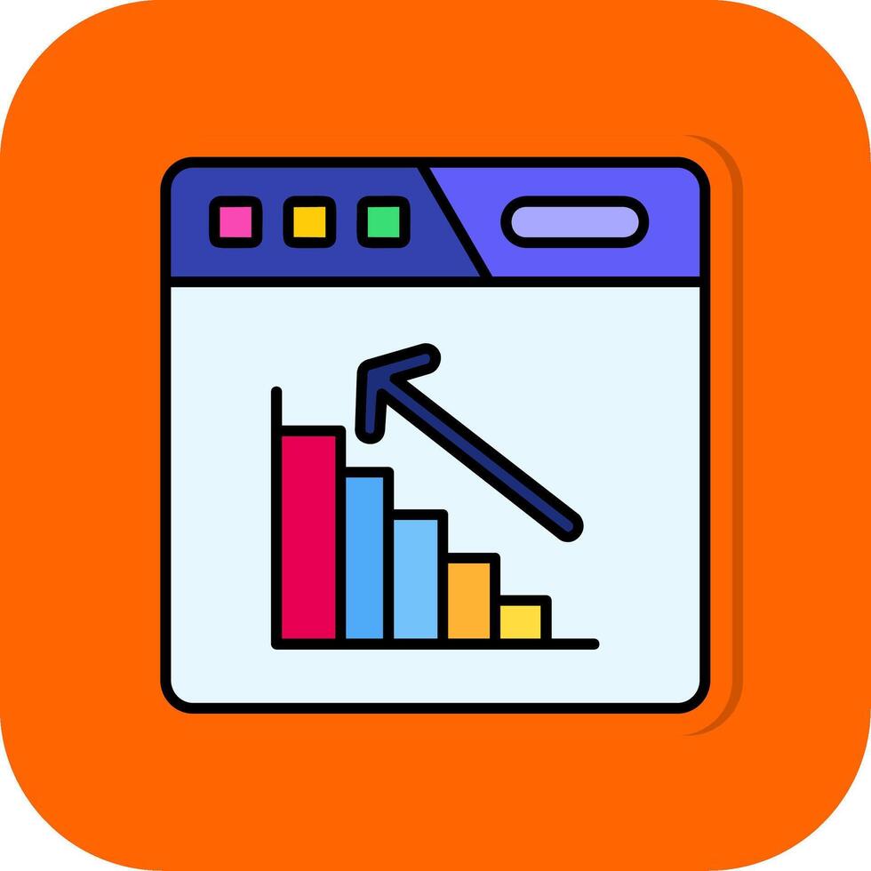 Bar chart Filled Orange background Icon vector