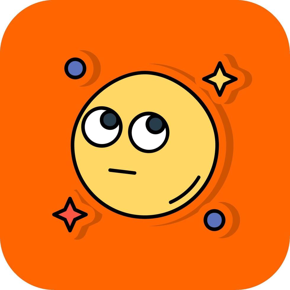 Rolling eyes Filled Orange background Icon vector