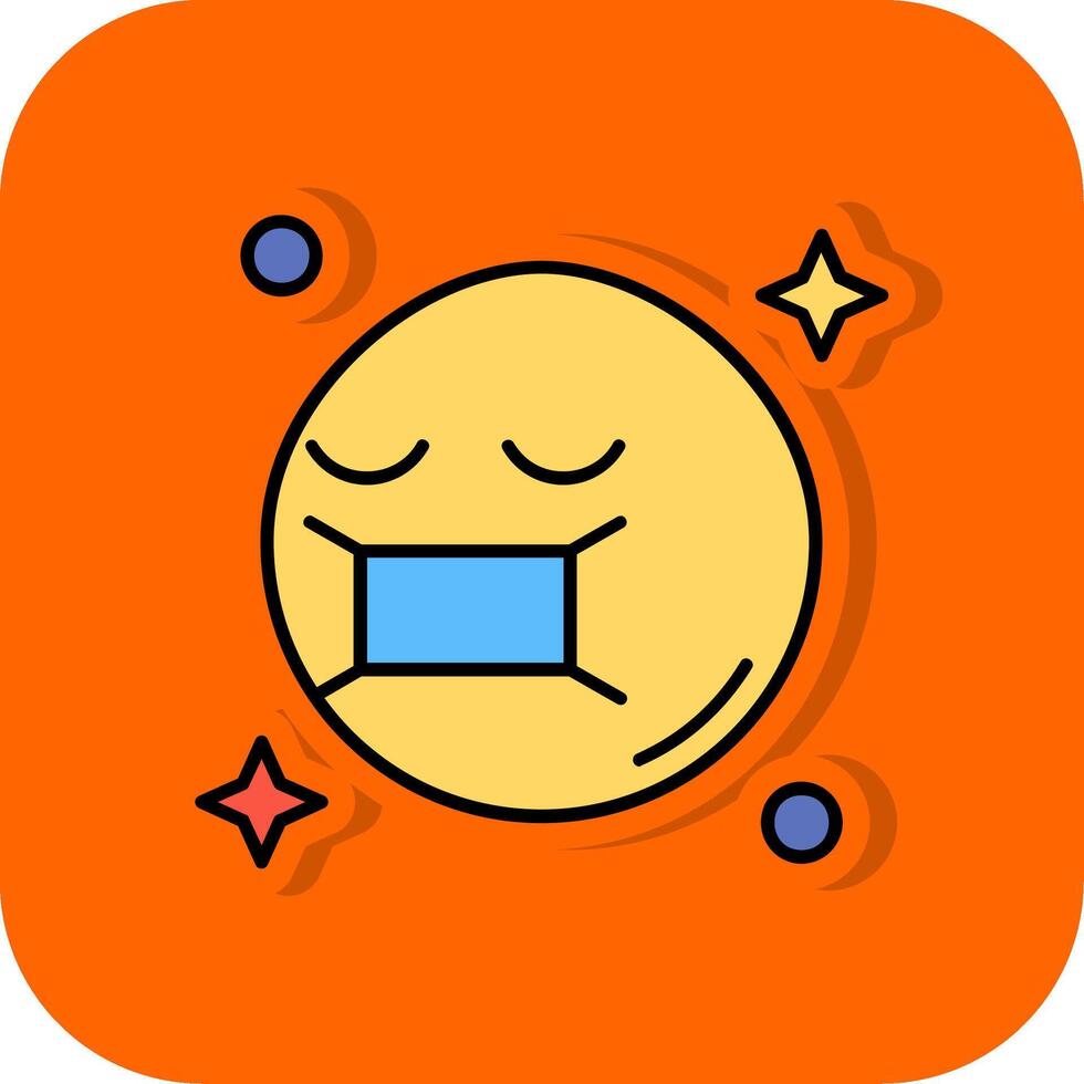 Face mask Filled Orange background Icon vector