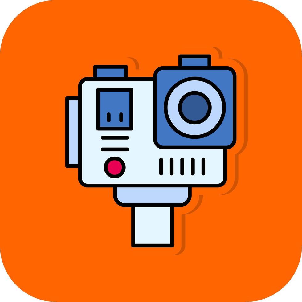 Action camera Filled Orange background Icon vector