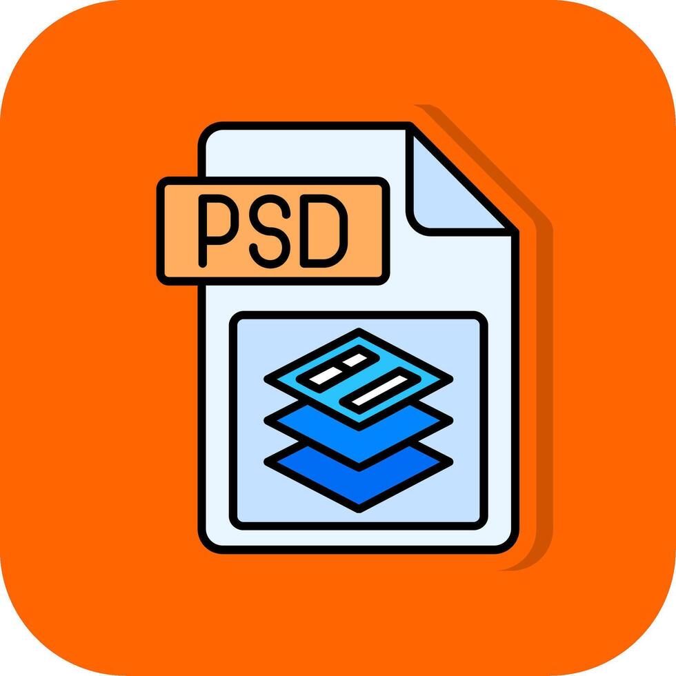 Psd file format Filled Orange background Icon vector