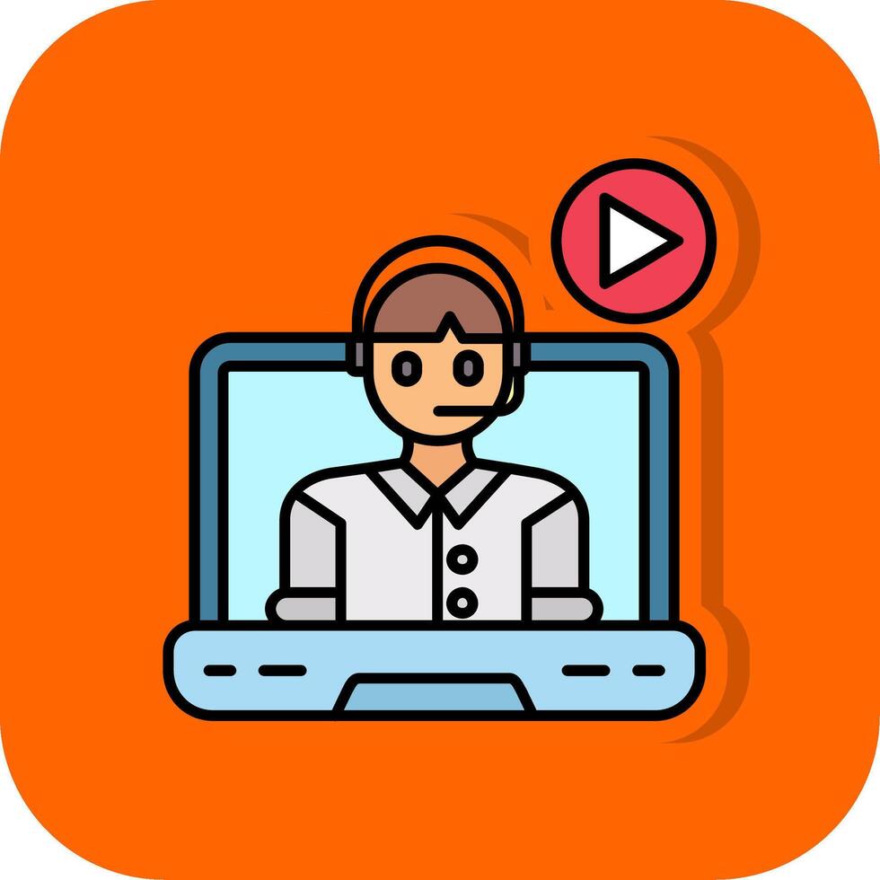 Video lecture Filled Orange background Icon vector