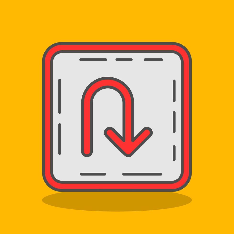 U turn Filled Shadow Icon vector