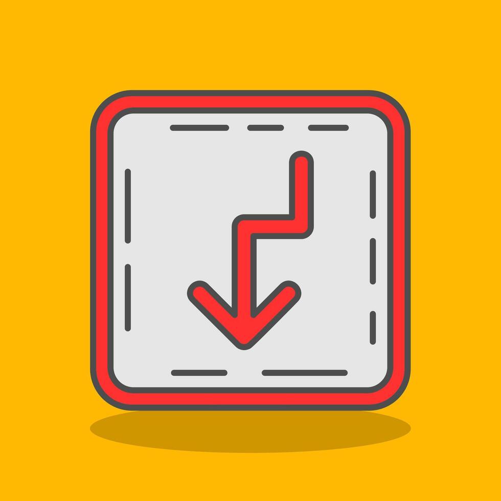 U turn Filled Shadow Icon vector