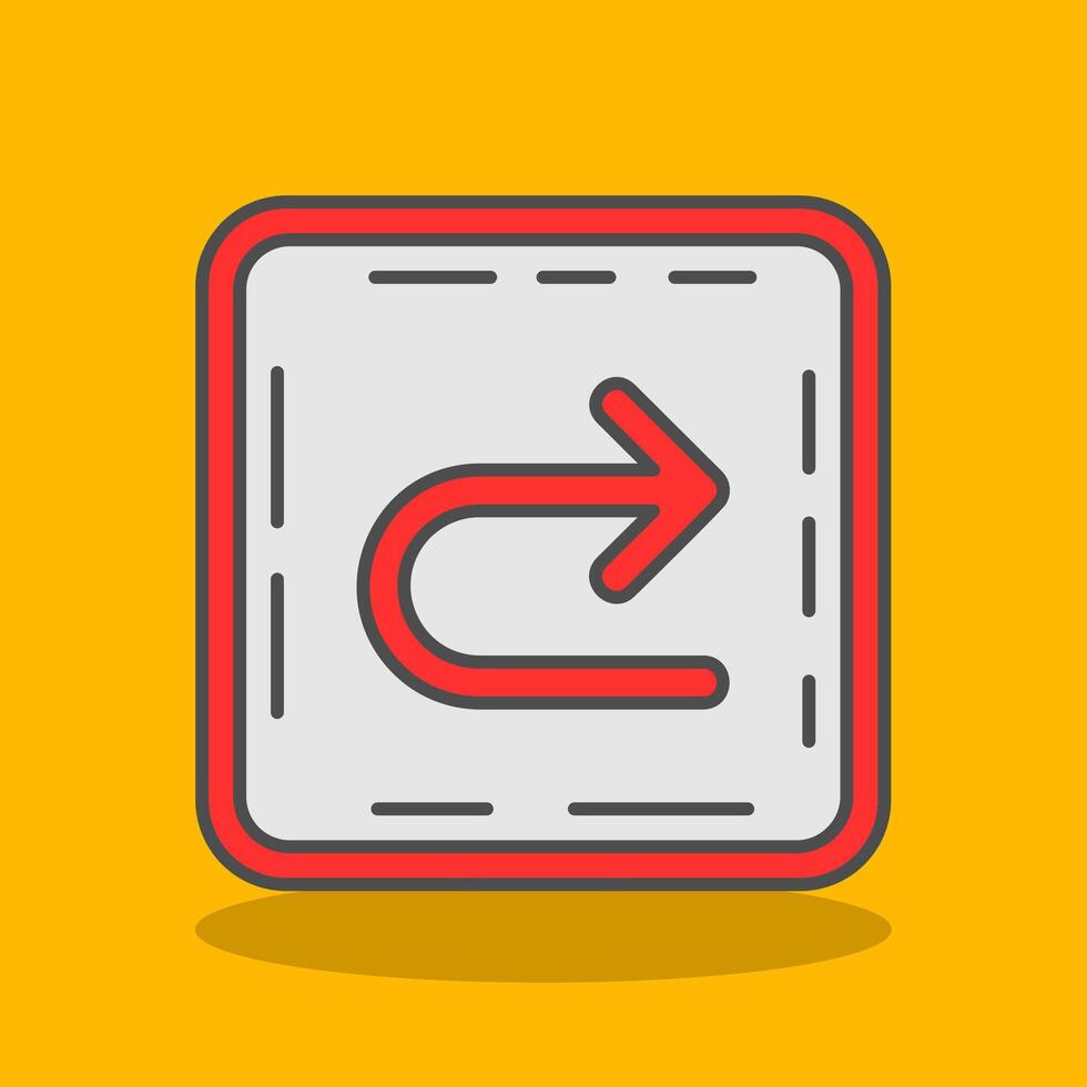 U turn Filled Shadow Icon vector