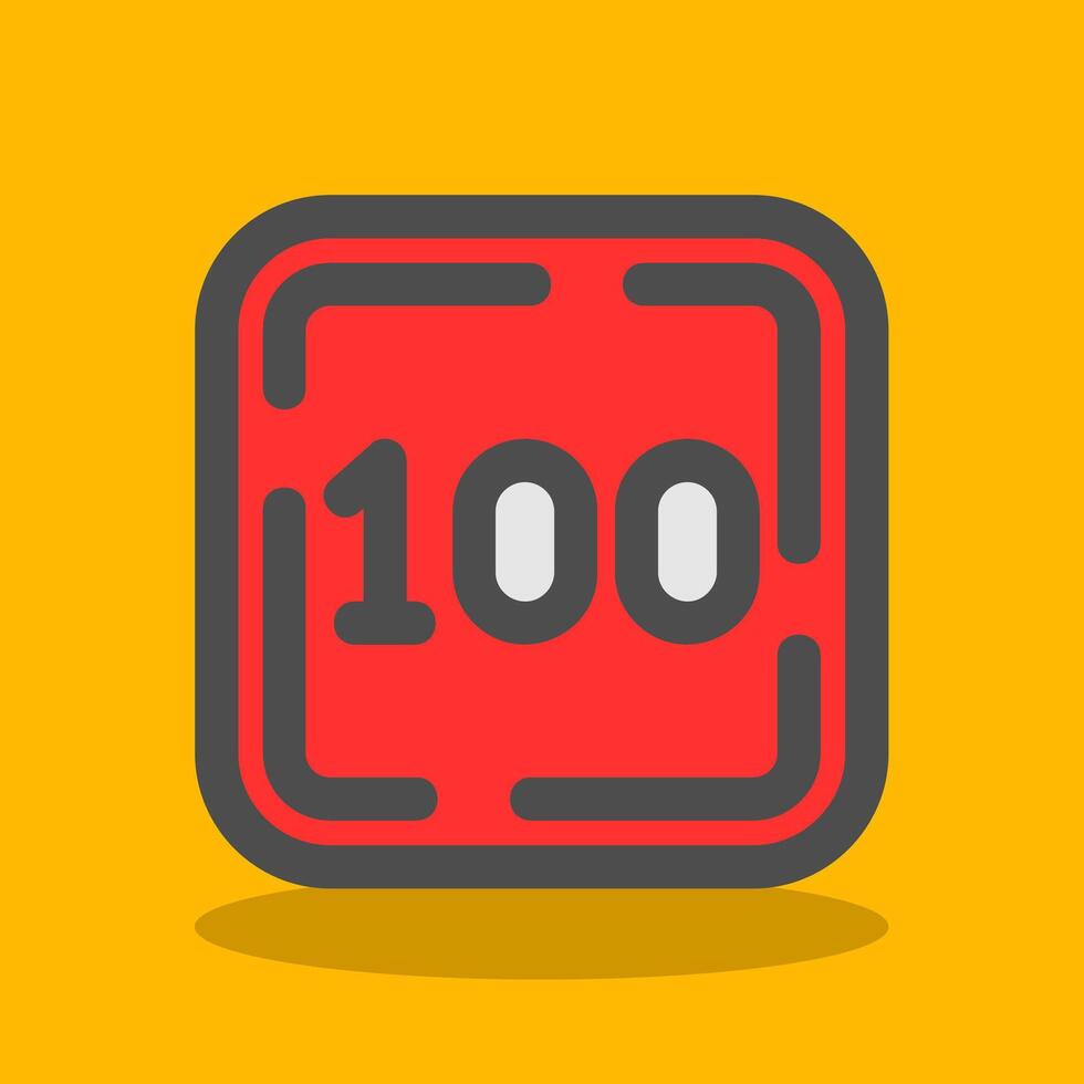 One Hundred Filled Shadow Icon vector