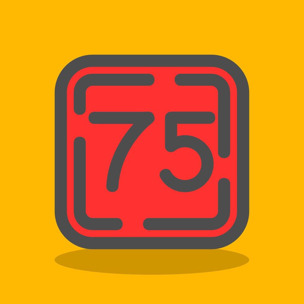 Seventy Five Filled Shadow Icon vector