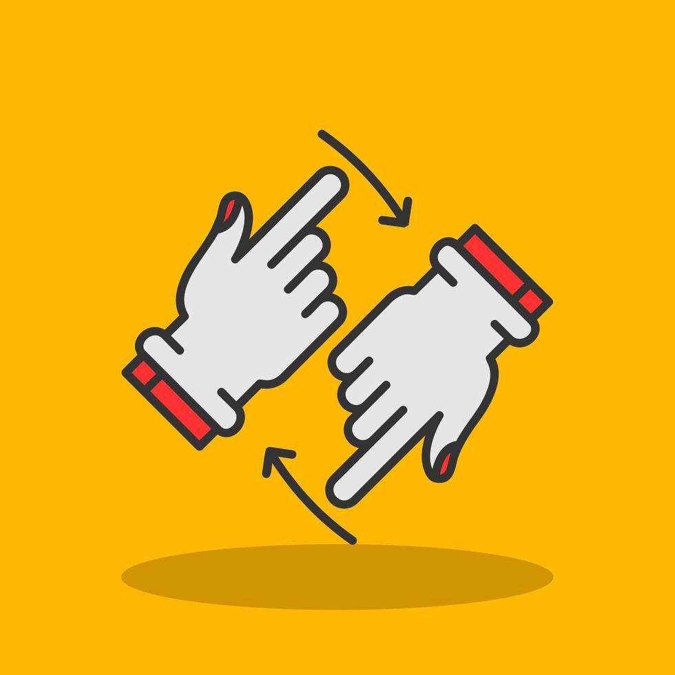Rotate Two Hands Filled Shadow Icon vector