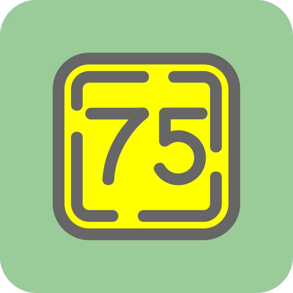 Seventy Five Filled Yellow Icon vector
