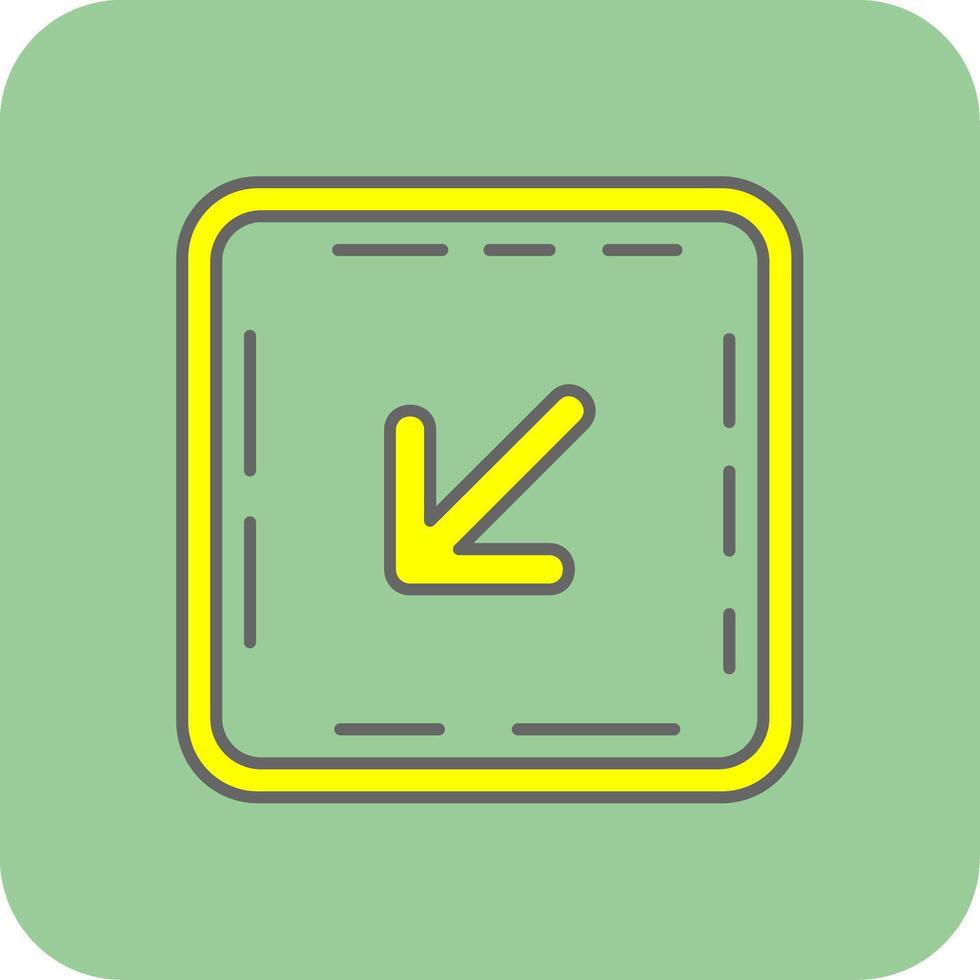 Down left arrow Filled Yellow Icon vector