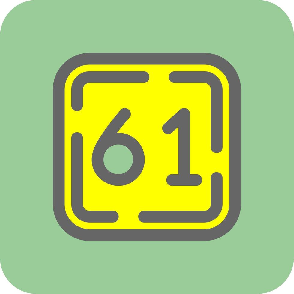 Sixty One Filled Yellow Icon vector