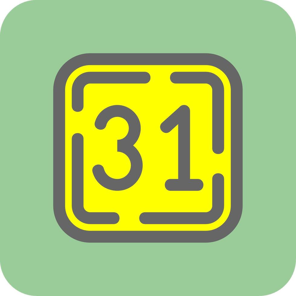 Thirty One Filled Yellow Icon vector