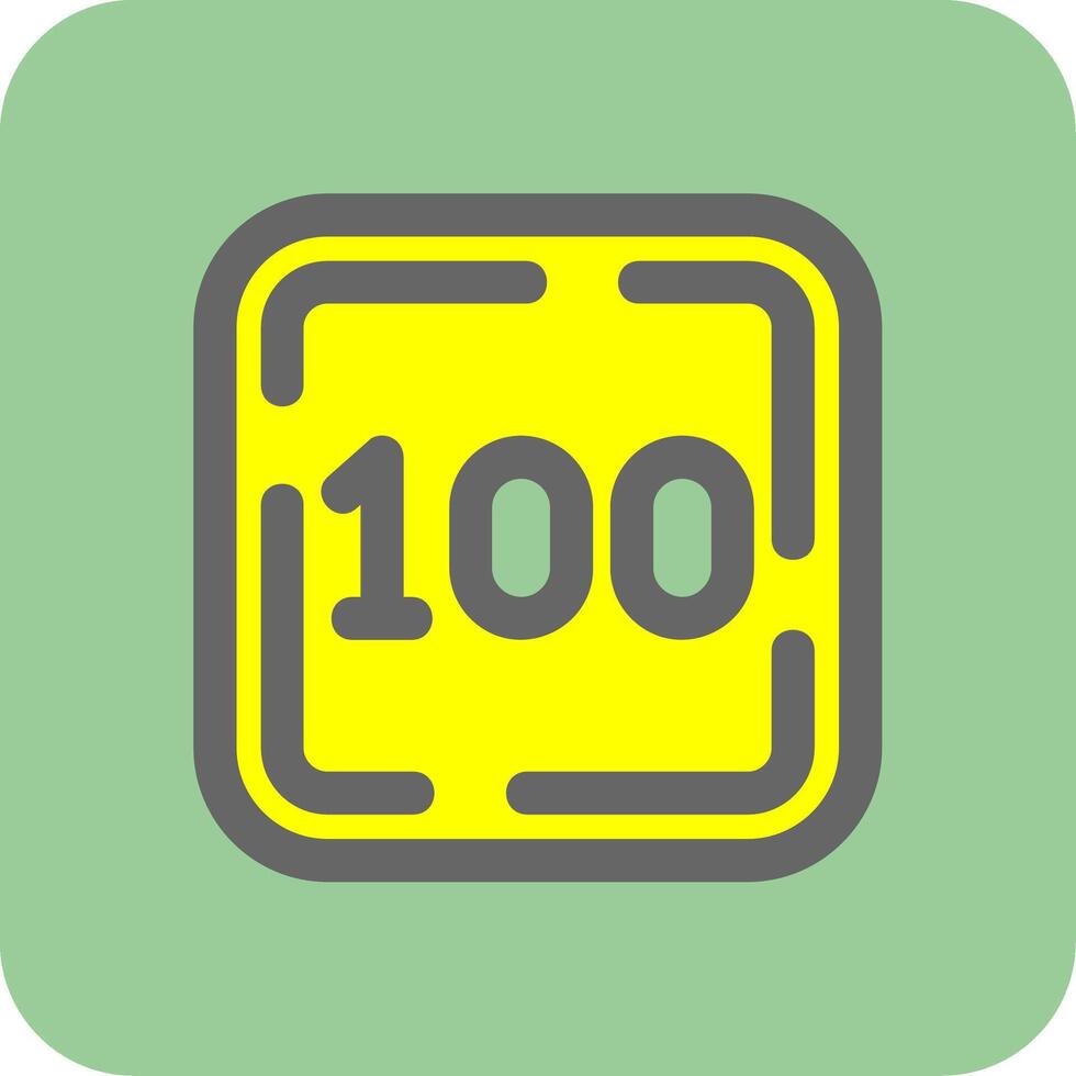 One Hundred Filled Yellow Icon vector