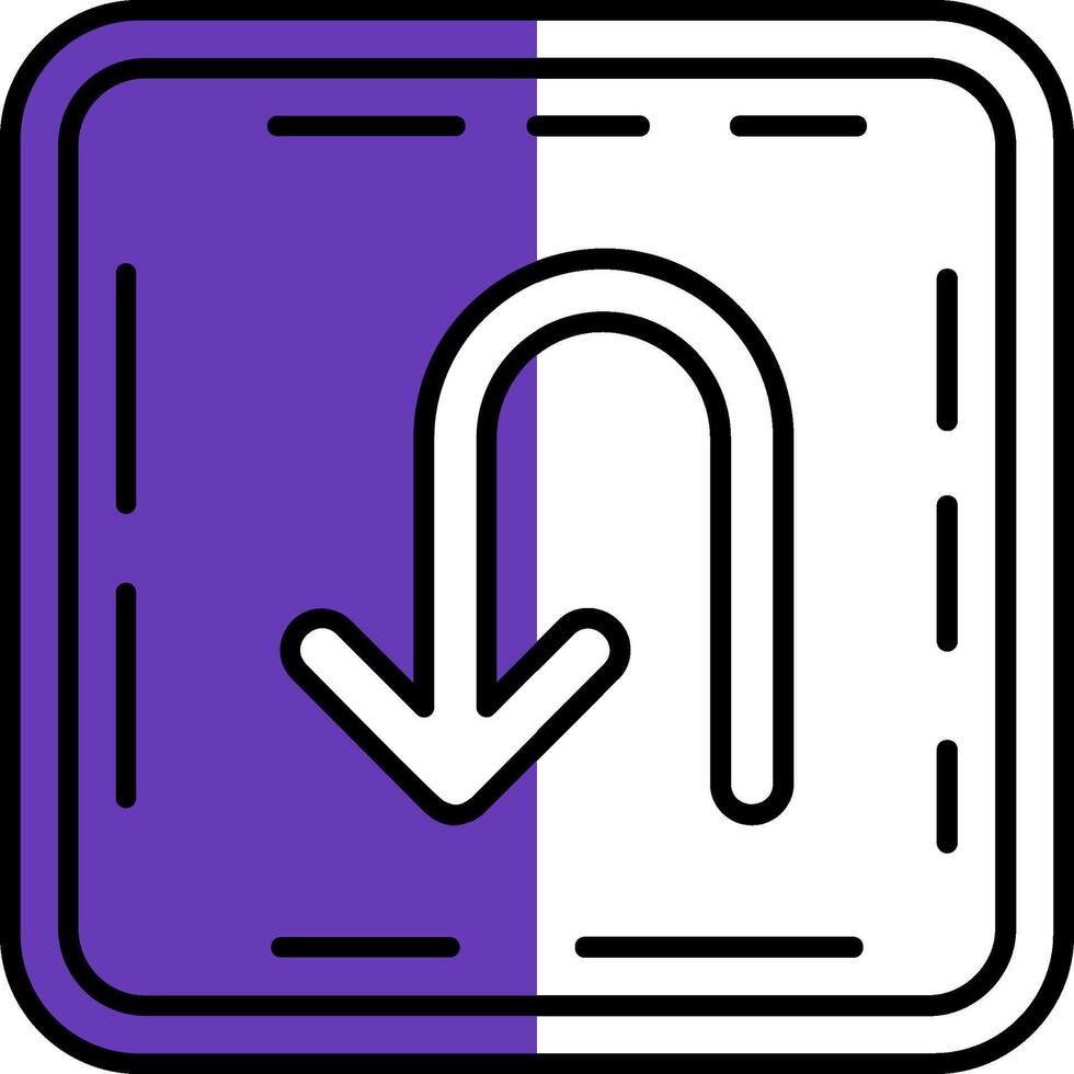 U turn Filled Half Cut Icon vector