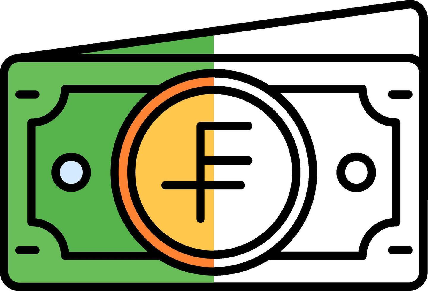 Swiss franc Filled Half Cut Icon vector