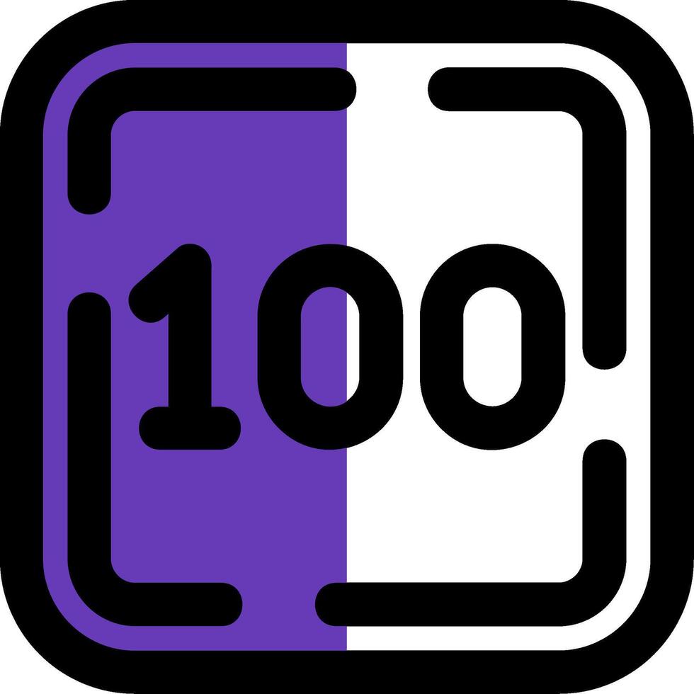 One Hundred Filled Half Cut Icon vector