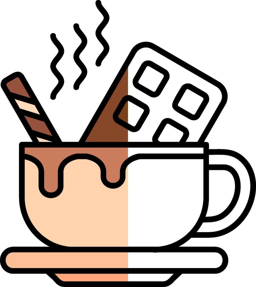 Hot Chocolate Filled Half Cut Icon vector