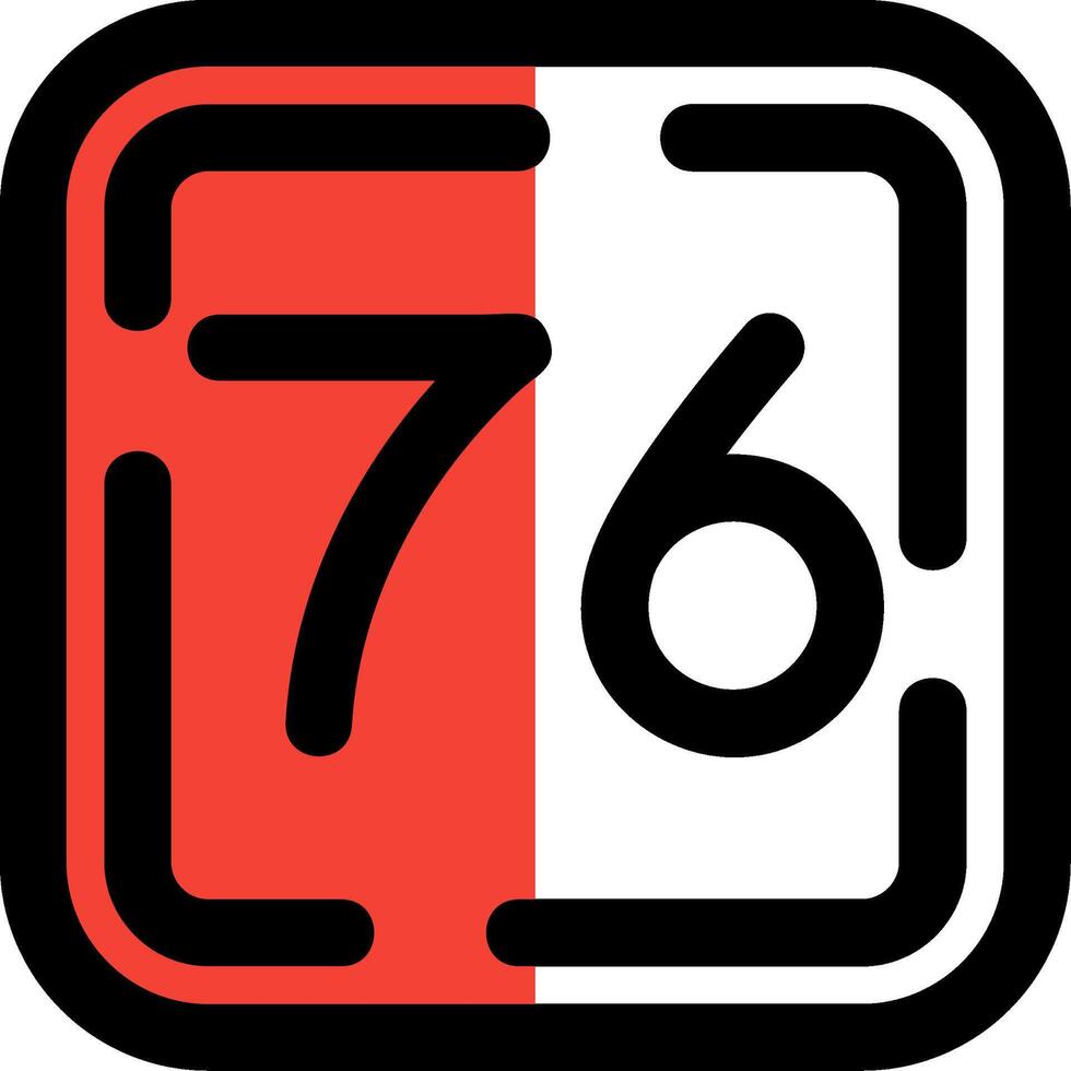 Seventy Six Filled Half Cut Icon vector