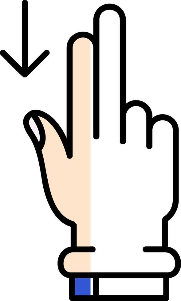 Two Fingers Down Filled Half Cut Icon vector