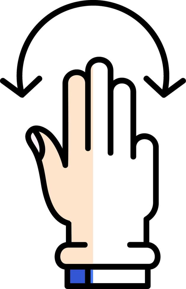 Three Fingers Rotate Filled Half Cut Icon vector