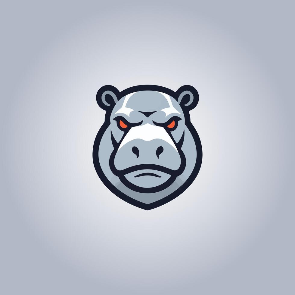 Logo hippopotamus cyberpunk design beast vector