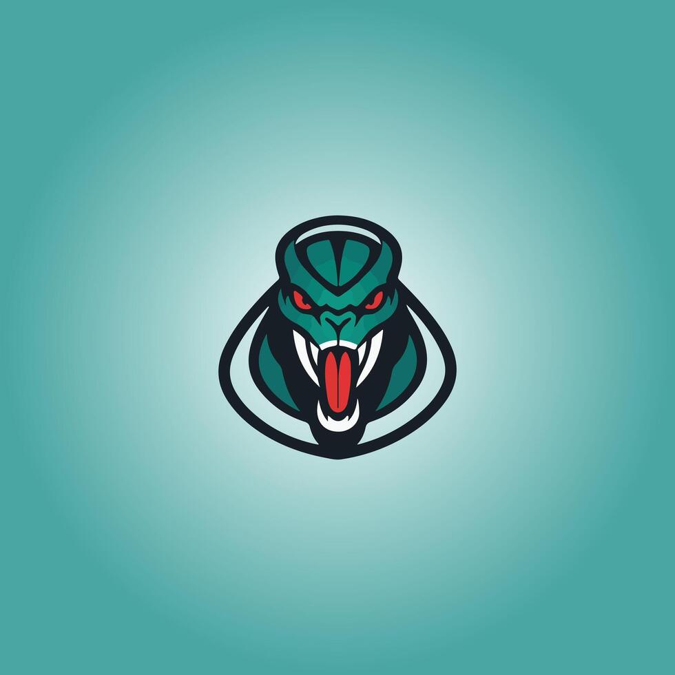 Logo snake cyberpunk flat details vector