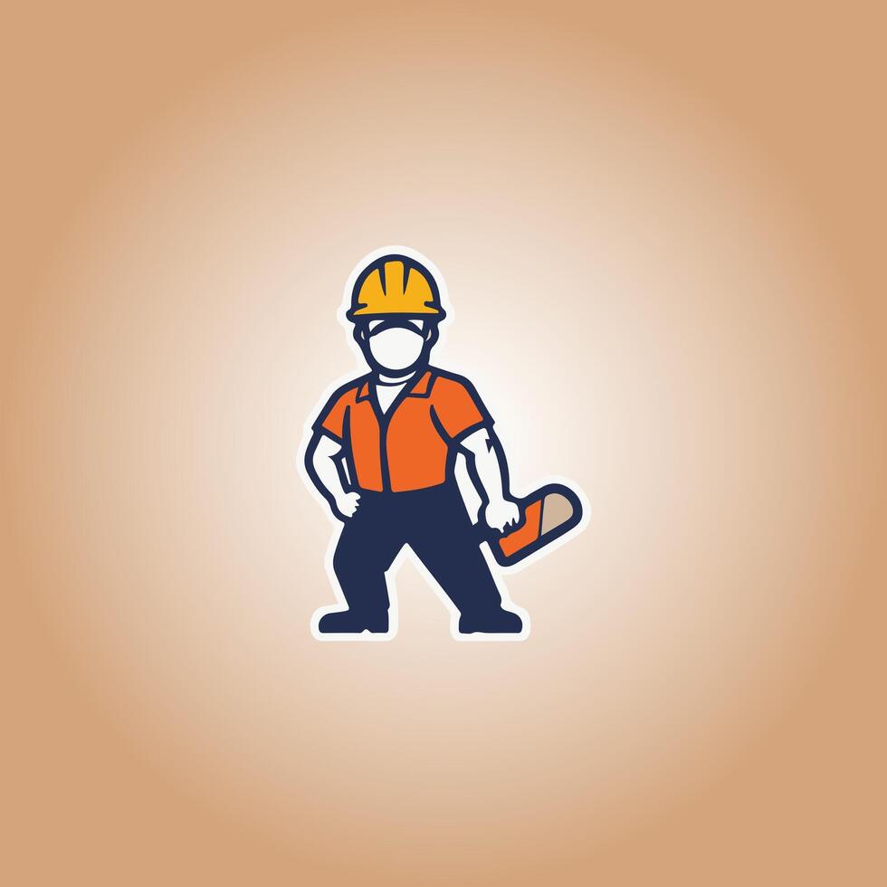 Logo construction worker design illustration vector