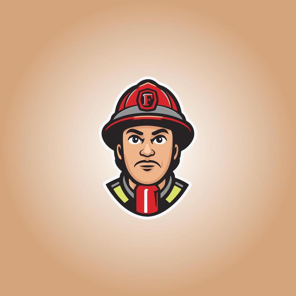 logo firefighter icon character vector