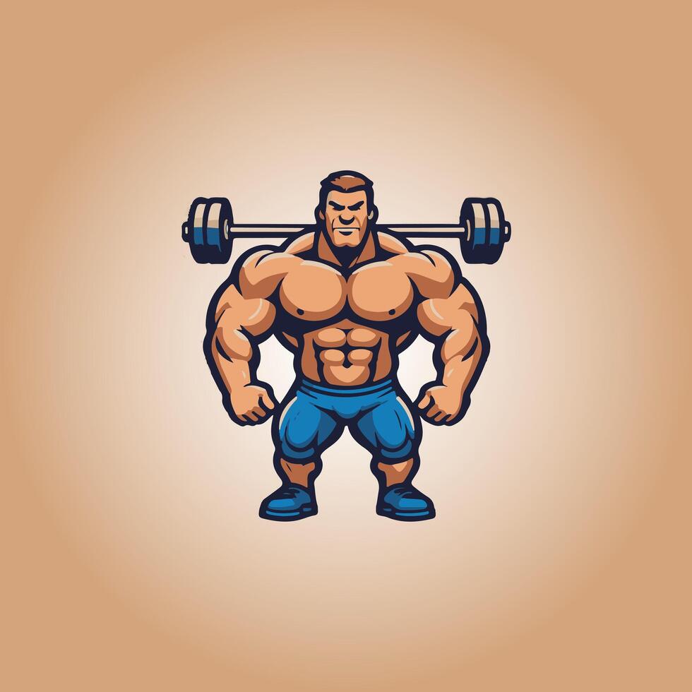 Logo body builder design character vector
