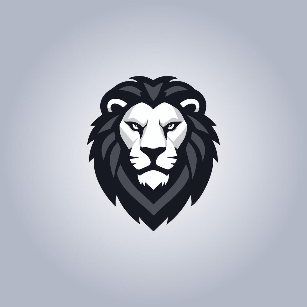 Logo lion cyberpunk flat details vector