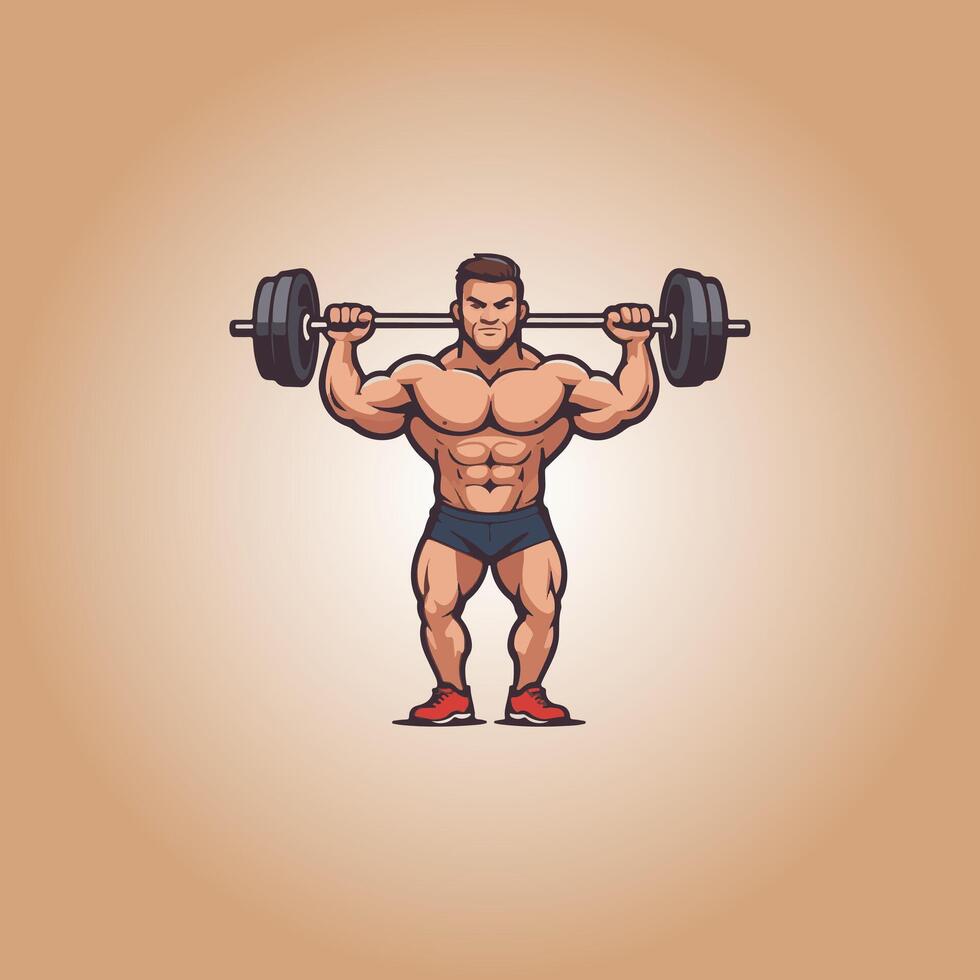 logo weightlifting design character vector