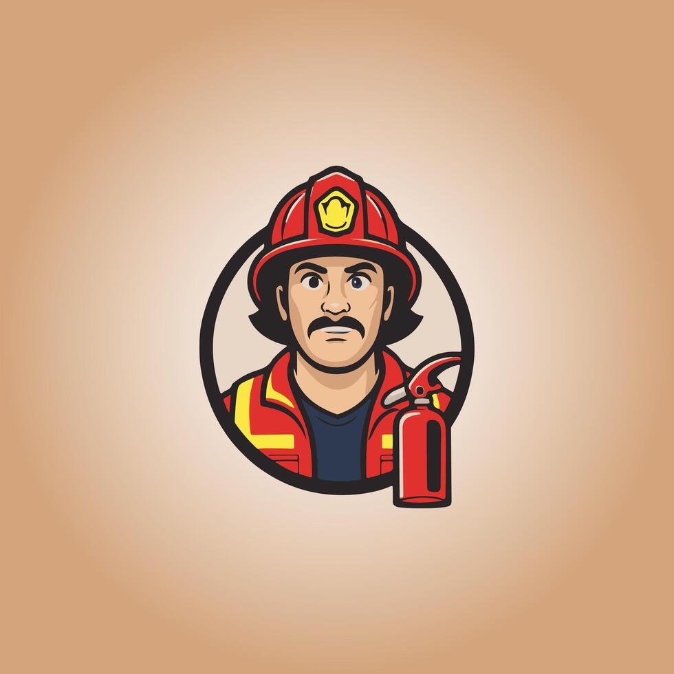 logo firefighter icon in circle vector