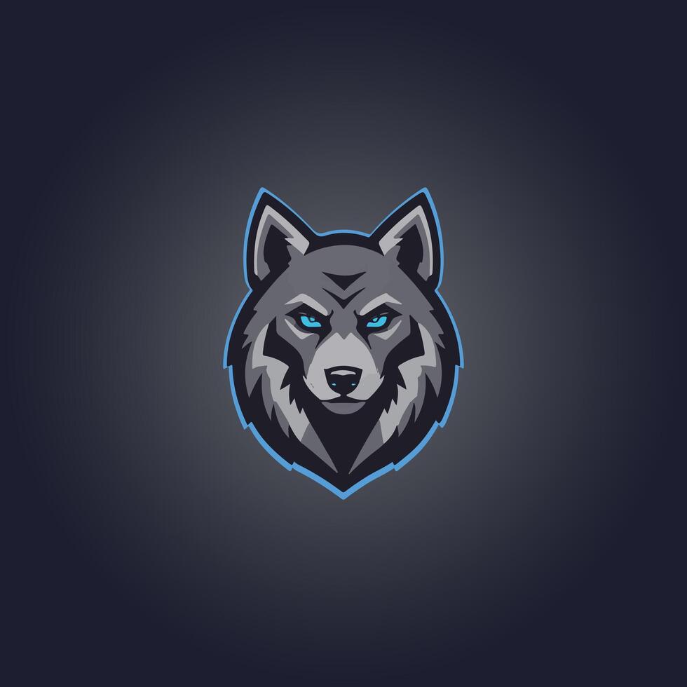 Logo wolf cyberpunk design icon vector