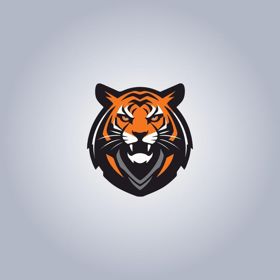 Logo tiger cyberpunk flat details vector