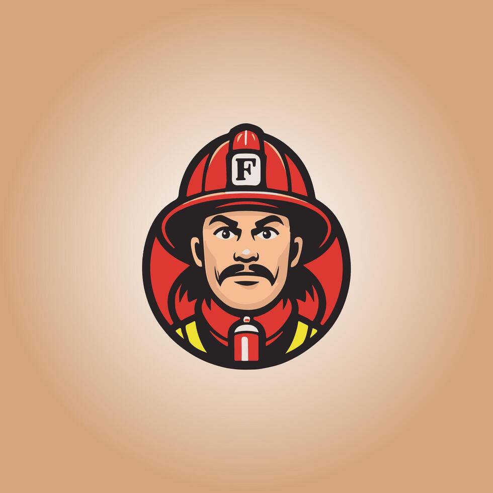 logo firefighter design icon vector