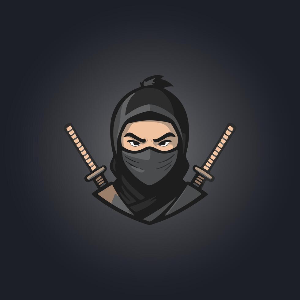 Logo ninja character illustration vector