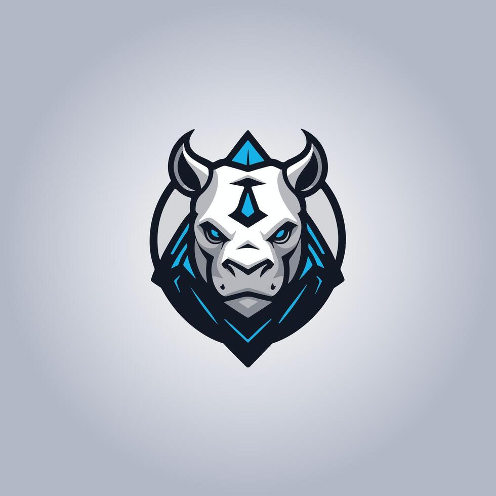 Logo rhinoceros cyberpunk design portrait vector