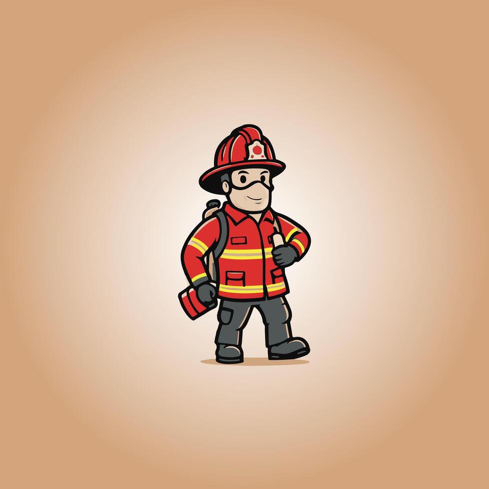 logo firefighter design character vector