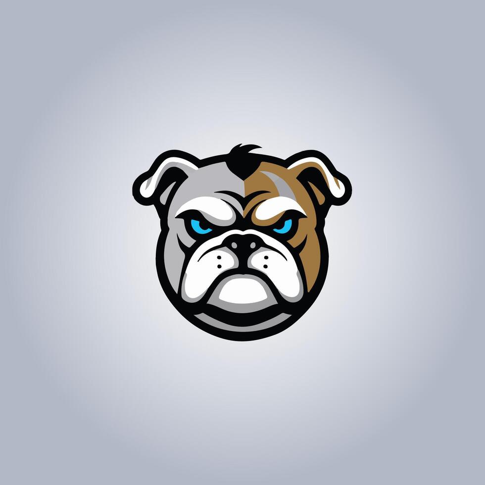 Logo bulldog cyberpunk flat details vector