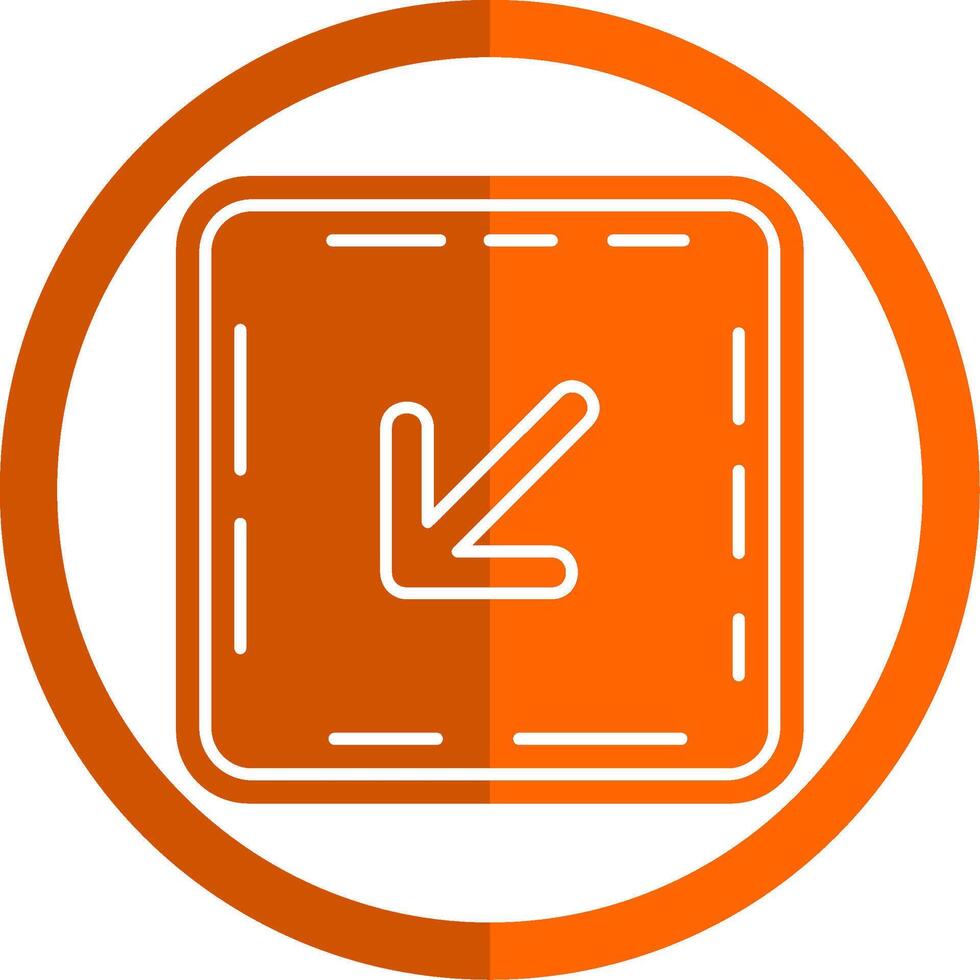 Down left arrow Glyph Orange Circle Icon vector