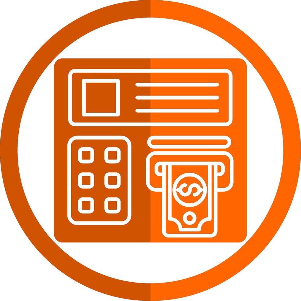 Atm machine Glyph Orange Circle Icon vector