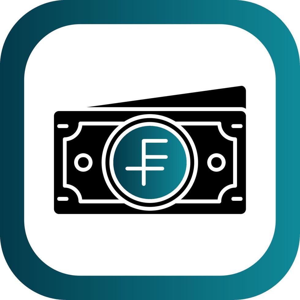 Swiss franc Glyph Gradient Round Corner Icon vector