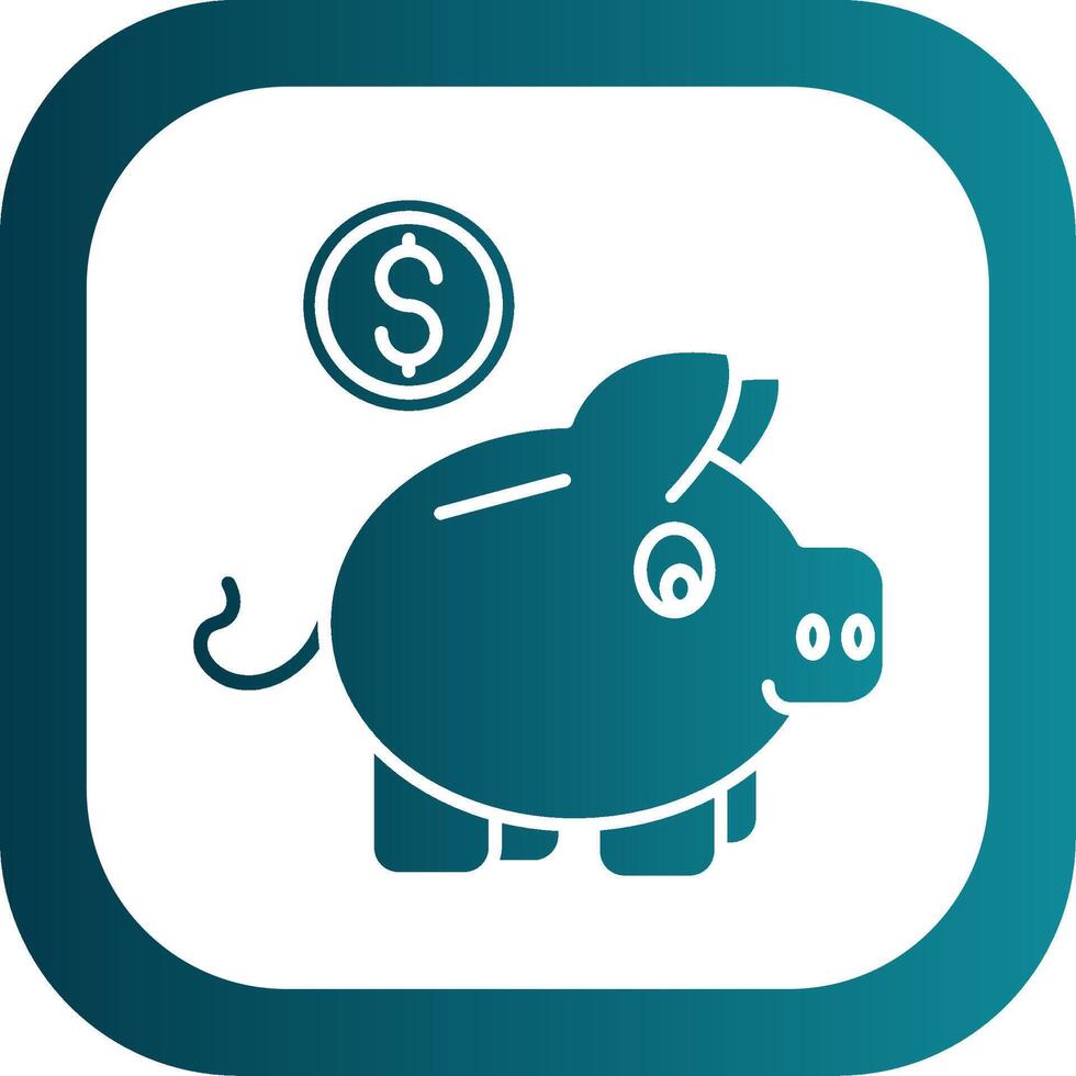 Piggy bank Glyph Gradient Round Corner Icon vector