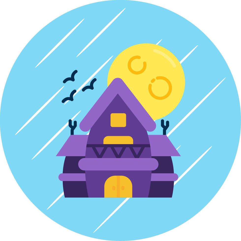 Haunted house Flat Blue Circle Icon vector