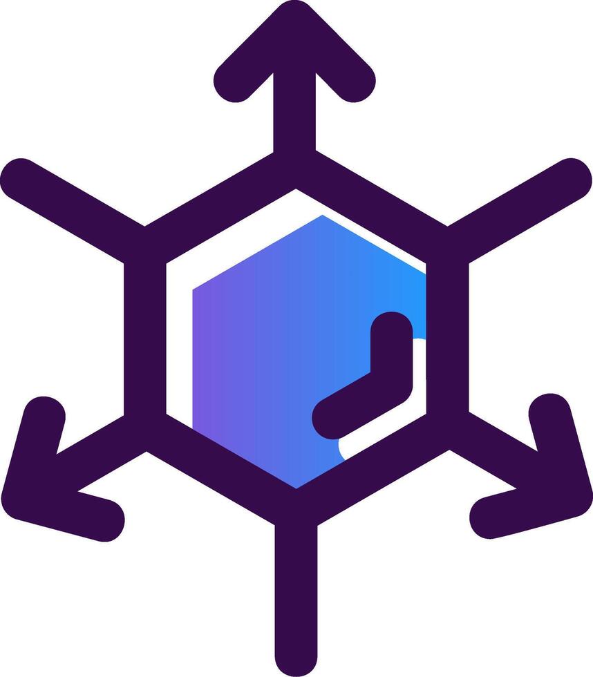 3d coordinate axis Gradient Filled Icon vector