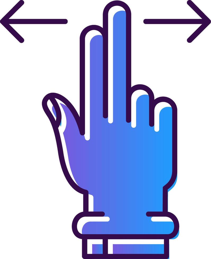 Two Fingers Horizontal Scroll Gradient Filled Icon vector